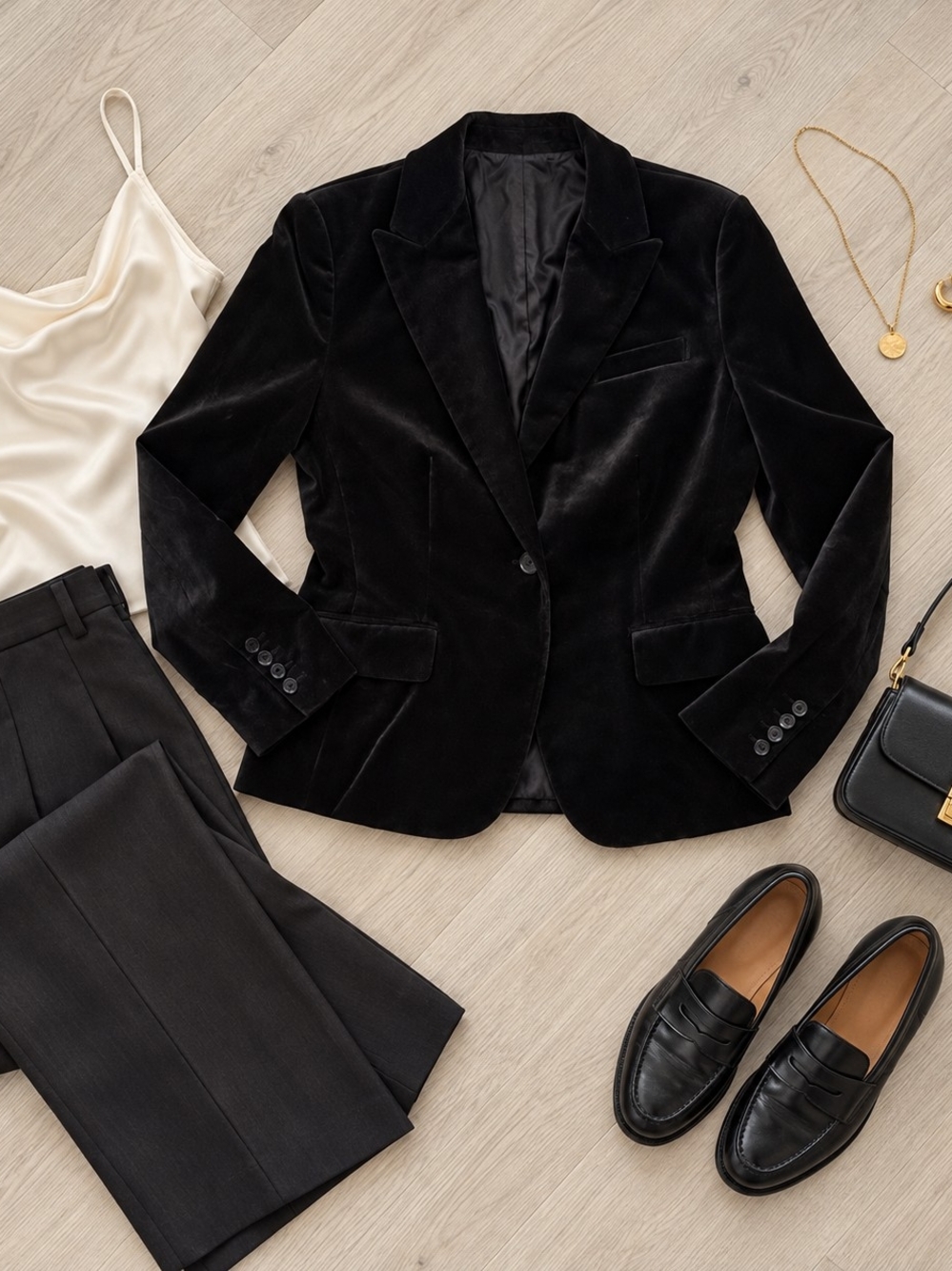 ✨️New York & Company Black Velvet Single Button Fitted Blazer Jacket 8✨️